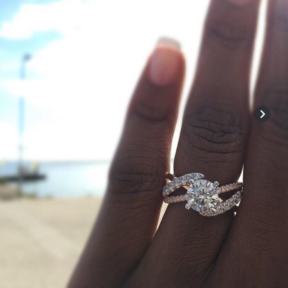 Ring 18K Rose Gold Diamond 5 7 - Picture 6 of 15